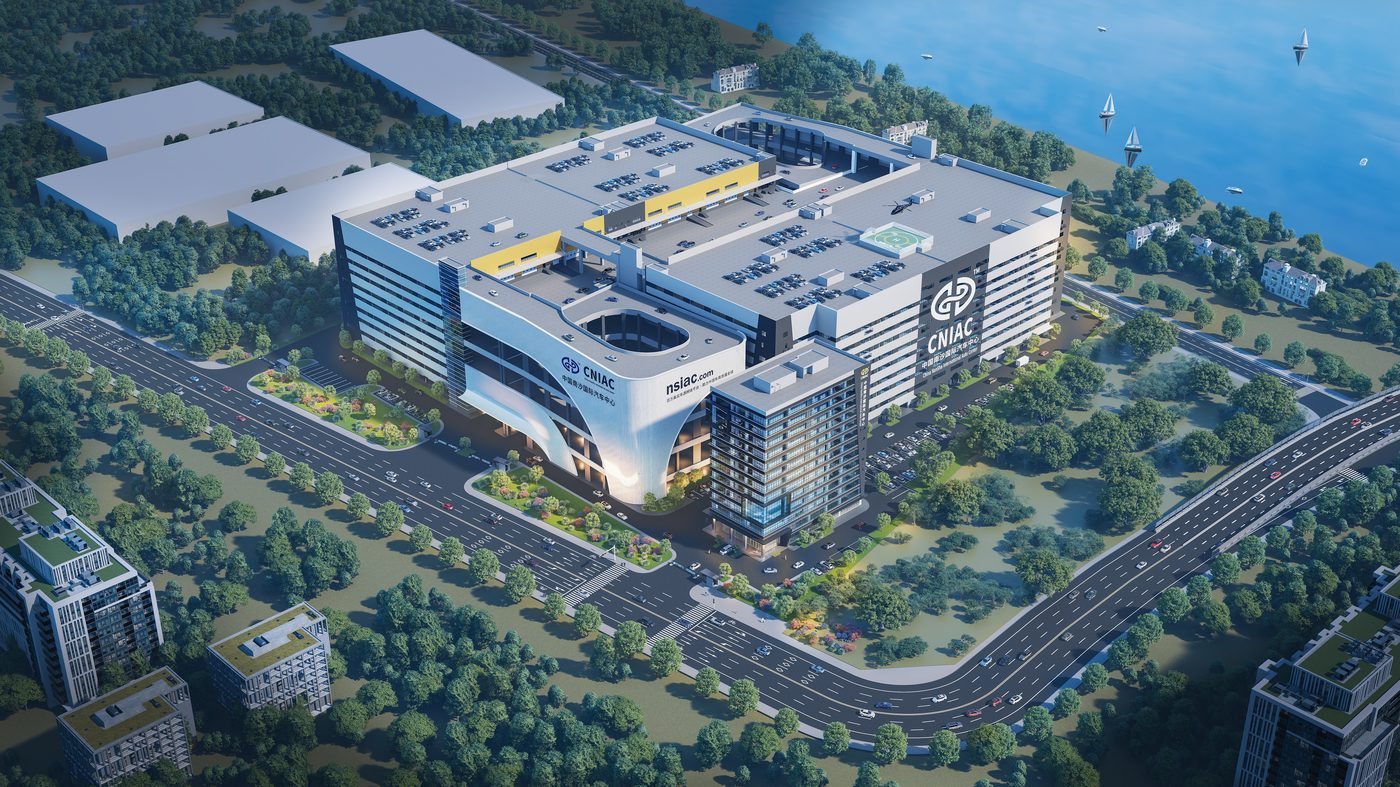 Aerial view of auto center